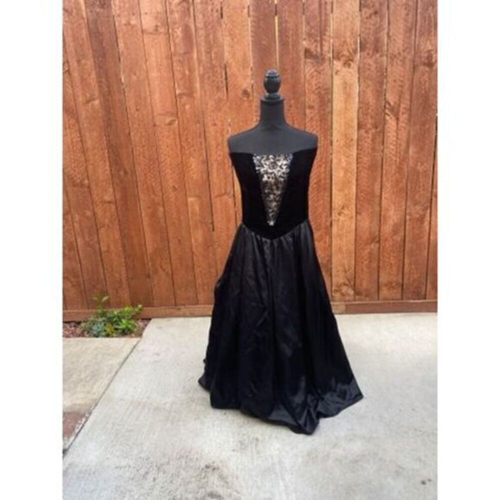 Gunne Sax by Jessica McClintock Dress Gown Formal, Prom, Black Dress NWT - Picture 2 of 11